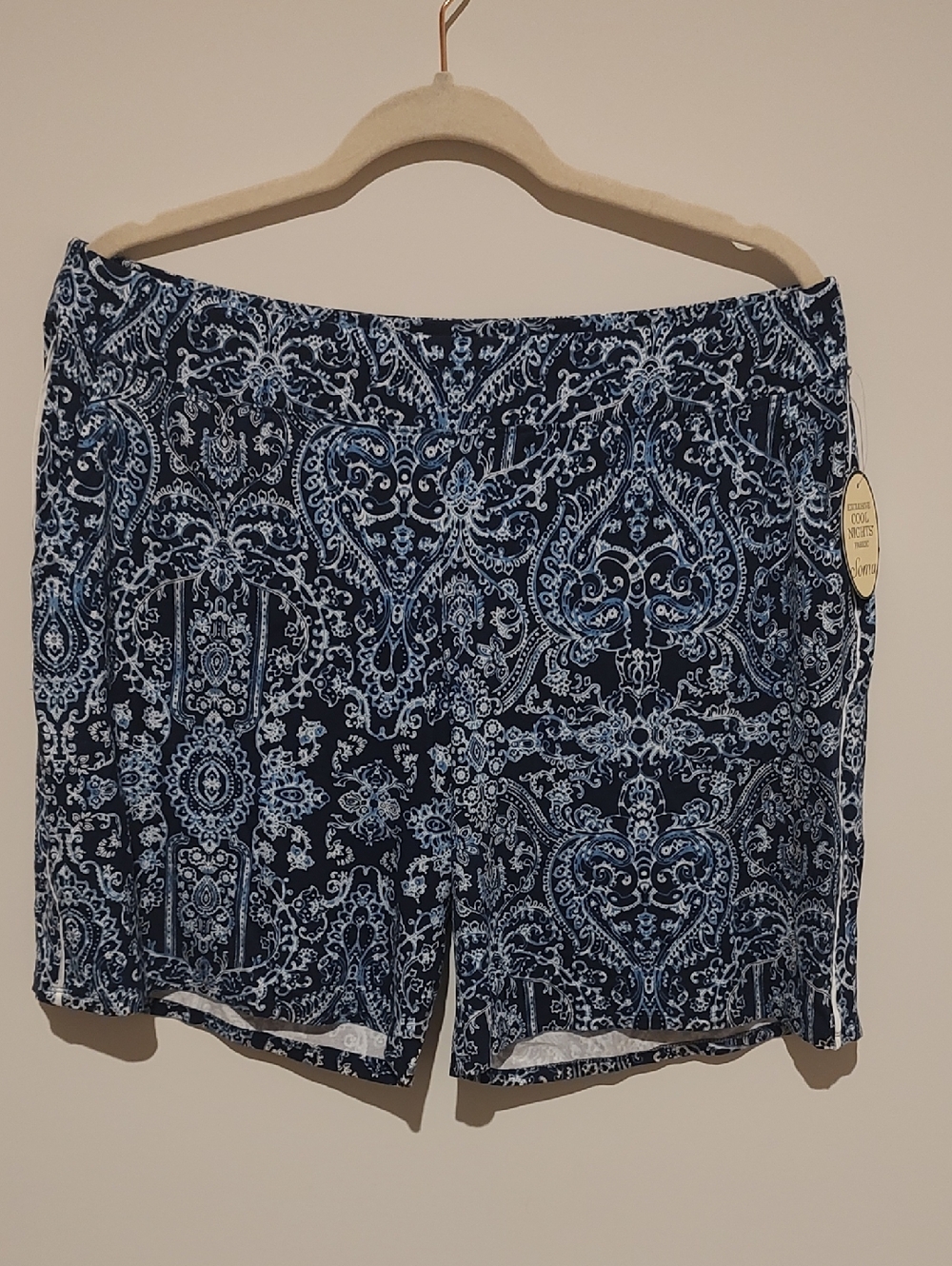 Soma Navy Paisley Pull-On Intimate Shorts Athlesure Resort Cozy Soft Vacation
